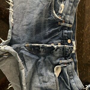 Agolde Blue Distressed Women Jeans Overalls